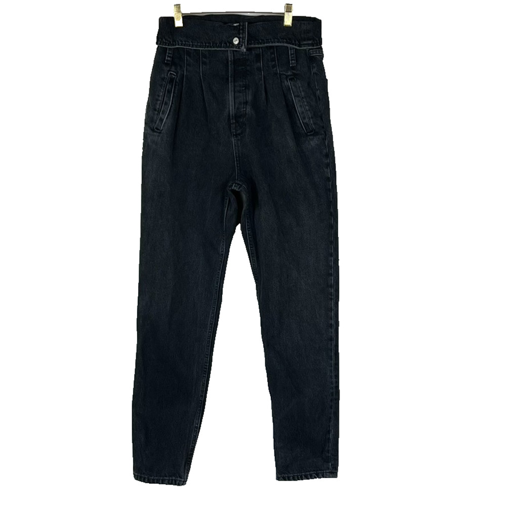 RE/DONE Jeans Women's Size 26 Black Cropped High-Rise Tapered Button Fly